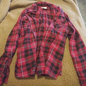 Black and red plaid button up